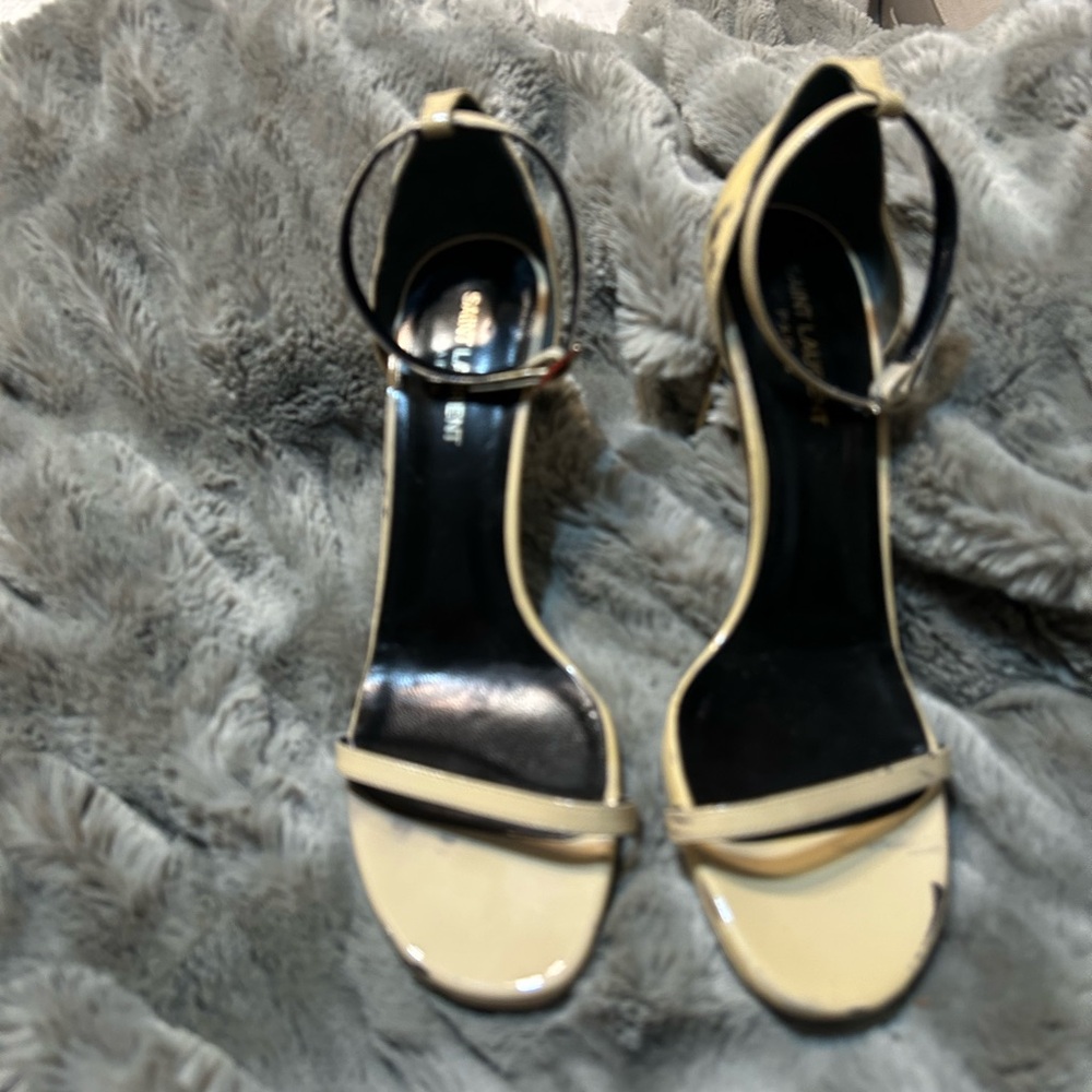 Elegant Cream High Heel YSL Sandals